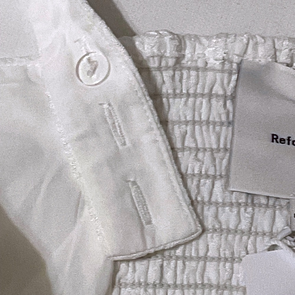 REFORMATION BALIA TOP white floral tank women's blouse bow 8 medium smocked NWT - Picture 5 of 14